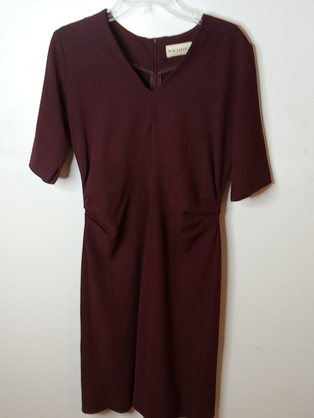 MM Lafleur Women's Size 10 Deep Burgundy V-Neck Midi Dress. Party, Office